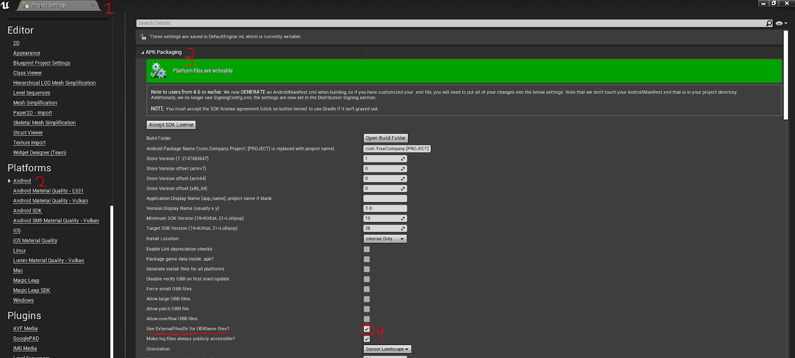 Android UseExternalFilesDir settings