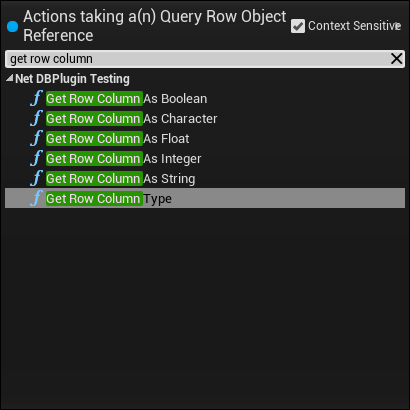 Get Row Column options